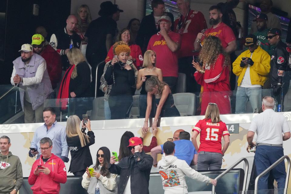 Recording artist Taylor Swift at Super Bowl LVIII between Kansas City Chiefs and San Francisco 49ers at Allegiant Stadium in Paradise, Nevada, on Feb. 11, 2024.