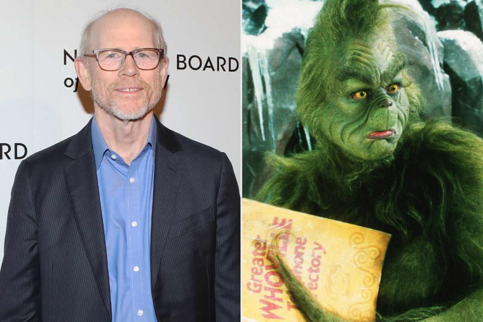 <p>Getty;Ron Batzdorff/Imagine Ent/Kobal/Shutterstock </p> Ron Howard, Jim Carrey as the Grinch