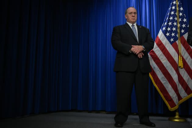 Thomas Homan, then acting director of Immigration and Customs Enforcement,  during a press conference in May 2017. He nearly gave a speech at a white nationalist conference last week. (Photo: The Washington Post via Getty Images)