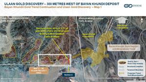 Bayan Khundii Gold Trend Continuation and Ulaan Gold Discovery Project Map 1