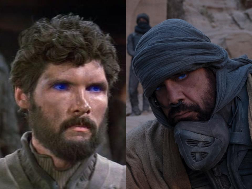 Everett McGill and Javier Bardem as Stilgar in "dune"