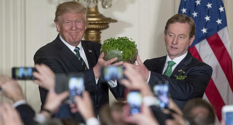 Donald Trump and Ireland’s prime minister, Enda Kenny. (AP)