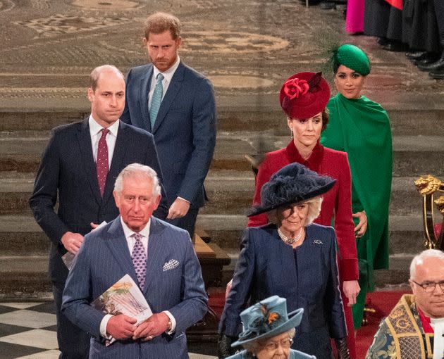 Members of the British royal family attend the Commonwealth Day service on March 9, 2020, in London. (Photo: WPA Pool via Getty Images)