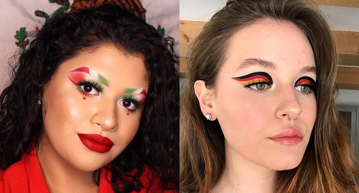 Women are combining their passions for makeup and soccer in celebration of the World Cup. (Photo: mabelc.v/brittnymakesup via Instagram)