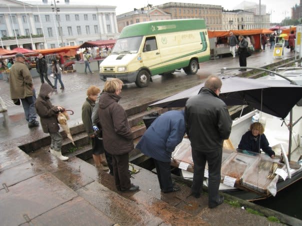 One of the stalls at Hakaniemi Kauppahalli market, Helsinki, Finland