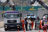 Formula One F1 - Azerbaijan Grand Prix - Baku City Circuit, Baku, Azerbaijan - April 26, 2019 The car of Williams' George Russell is recovered after stopping on track REUTERS/Anton Vaganov