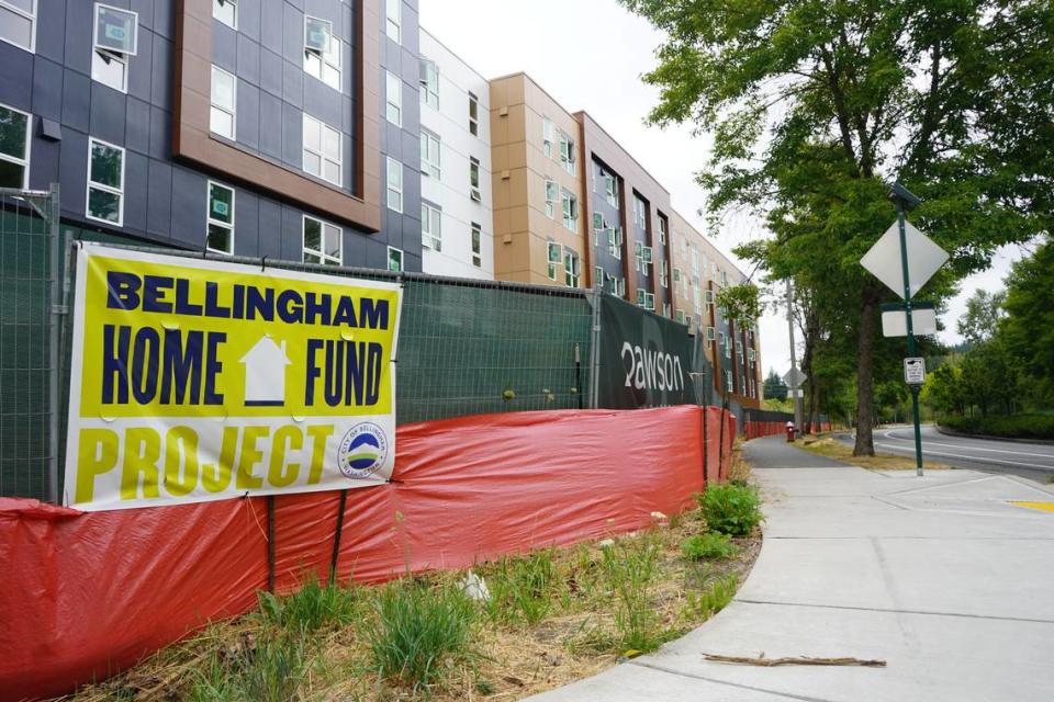 The Trailview Apartments near completion Friday, Aug. 26, 2022, in Bellingham, Wash. The affordable, family housing was partially paid for by the Bellingham Home Fund.