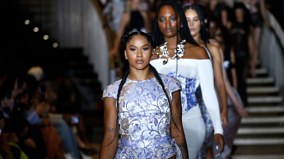 Olympic gymnast Jordan Chiles made her runway debut at Kim Shui. - John Lamparski/Getty Images