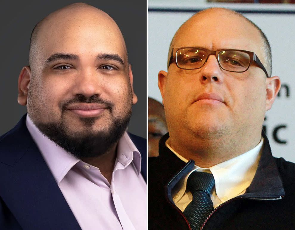 Republican challenger Brian Fox (left) and City Councilman Justin Brannan. The Brooklyn seat remains too close to call. 