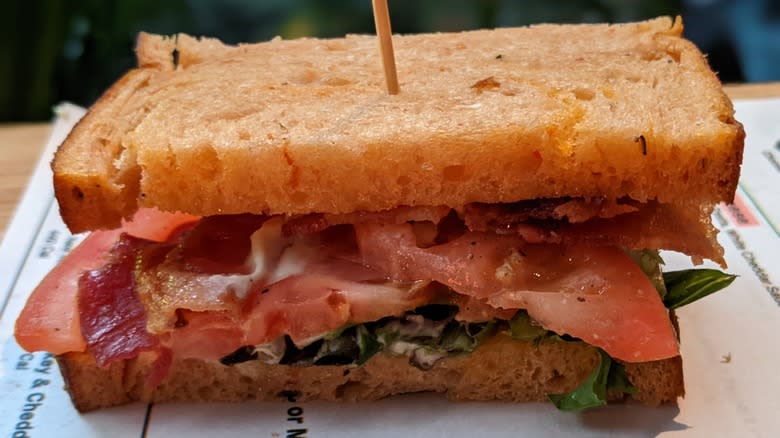 Panera tomato basil BLT sandwich