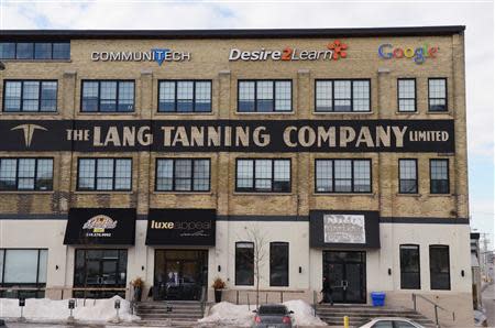 The facade of Communitech in Kitchener's historic Tannery District in Kitchener, Ontario, is seen March 18, 2014. REUTERS/Euan Rocha