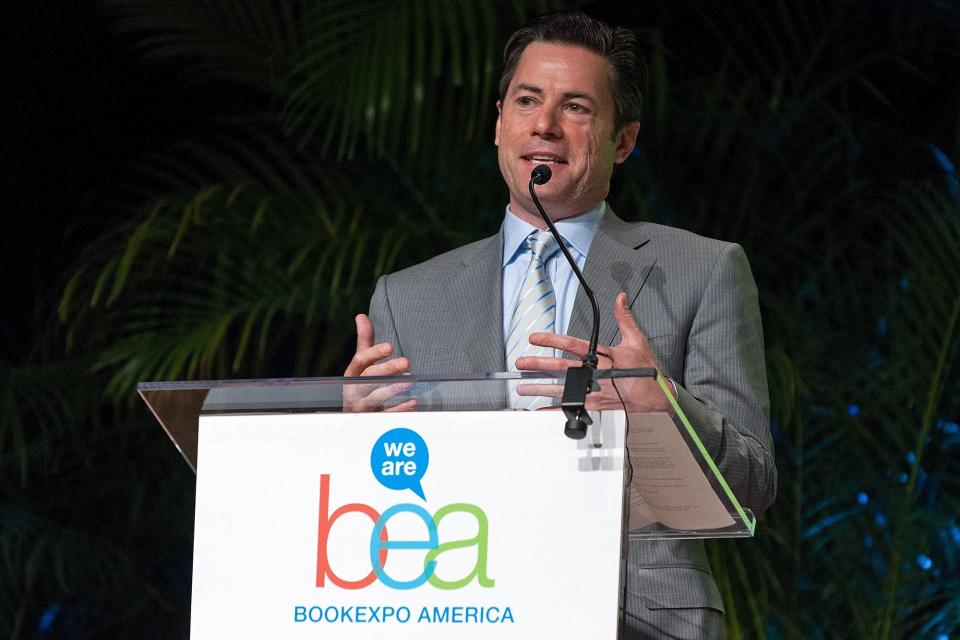 Author J.R. Moehringer speaks on stage during the 2012 Book Expo America: Adult Book & Author Breakfast at Jacob K. Javits Convention Center on June 7, 2012 in New York City