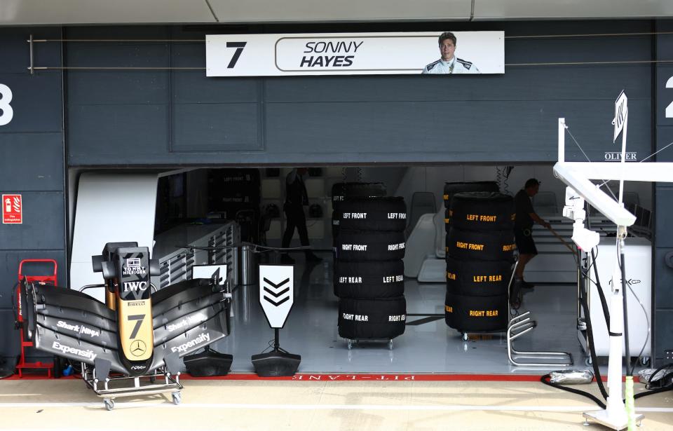 Brad Pitt F1 garage.