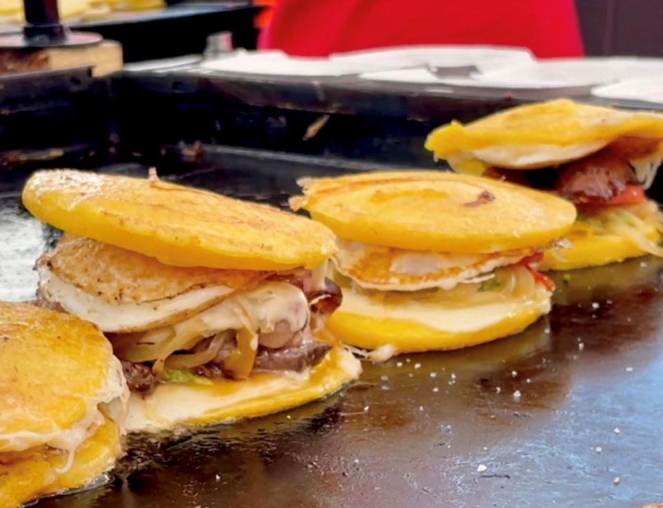 Breakfast offerings from the TocToc Arepas stand at the West Palm Beach GreenMarket.