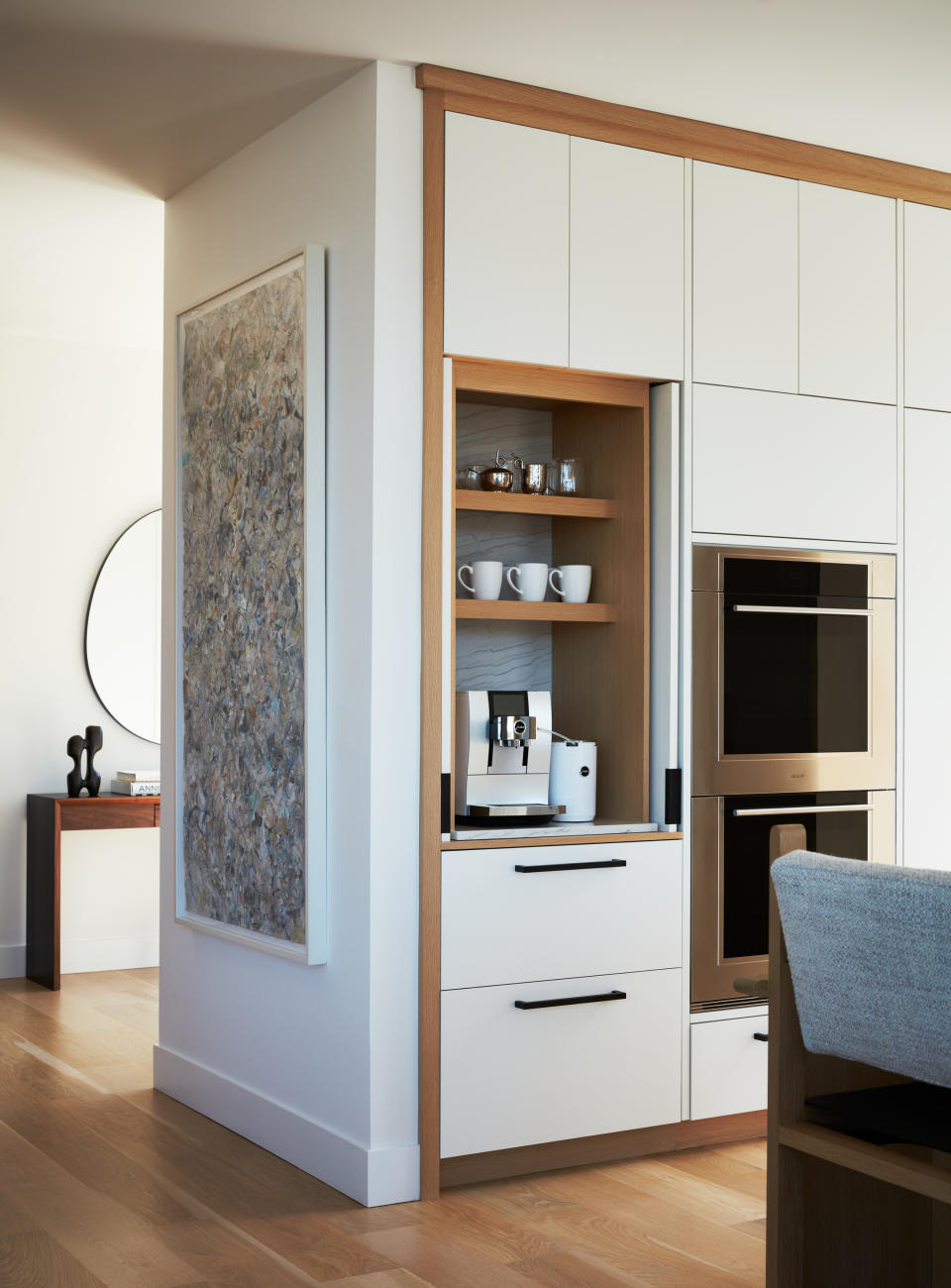 kitchen hidden storage pocket doors