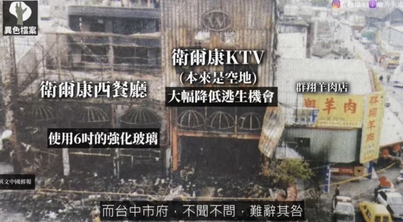 ▲1995年台中的「衛爾康餐廳」大火，造成64人死亡。（圖/YouTube/異色檔案）