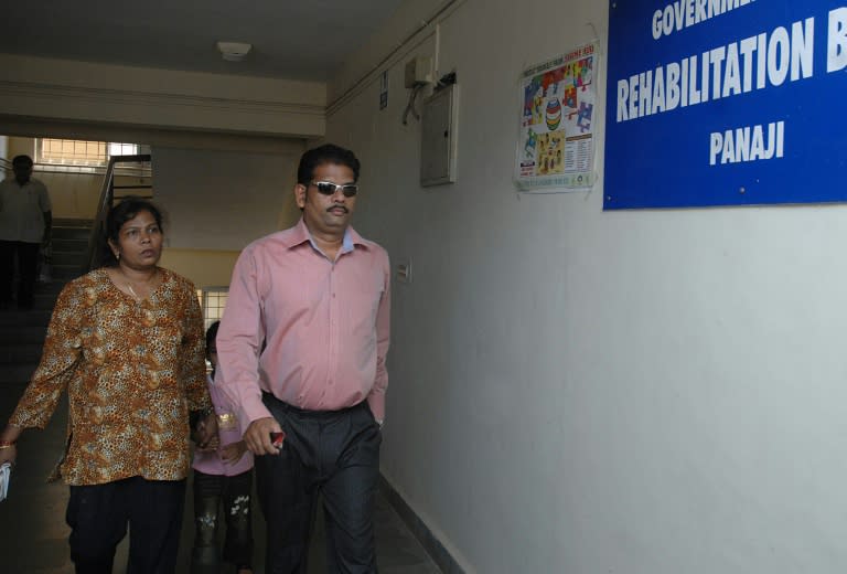 Placido Carvalho (R), an Indian defendent in the case of the rape and death of British schoolgirl Scarlett Keeling in Goa in 2008