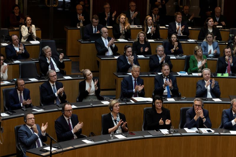 Ukrainian President Volodymyr Zelenskiy addresses Austria's lower house of parliament