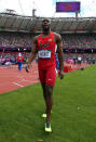 Lashawn Merritt of the United States pulls out with a hamstring injury in the Men's 400m Round 1 Heats on Day 8 of the London 2012 Olympic Games at Olympic Stadium on August 4, 2012 in London, England. (Photo by Alexander Hassenstein/Getty Images)