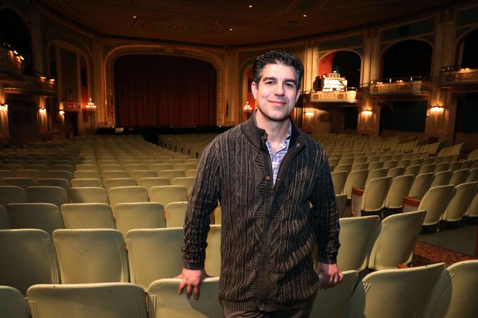 Ari Benmosche, owner of the Lafayette Theater, in Suffern on Feb. 15, 2024. The theater opened March 3, 1924 and will host a weekend-long centennial celebration March 1-3. Benmosche has spent 24 of his 45 years as owner of Suffern's beloved single-screen movie house, the past decade as its operator.