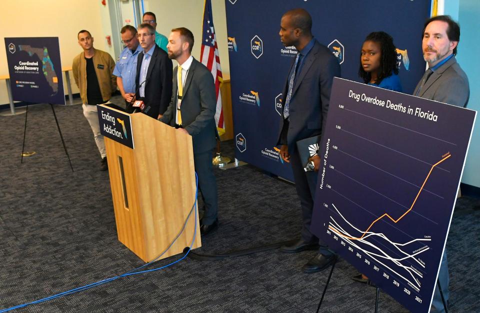 A  Nov. 17 press conference at the Florida Department  of Health in Viera centered on the Coordinated Opioid Recovery (CORE) Network.  Brevard County is one of 12 in the state implementing a new program.