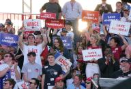 Apr 23, 2022; Delaware, Ohio, USA; Former President Donald Trump speaks at a rally at the Delaware County Fairgrounds.