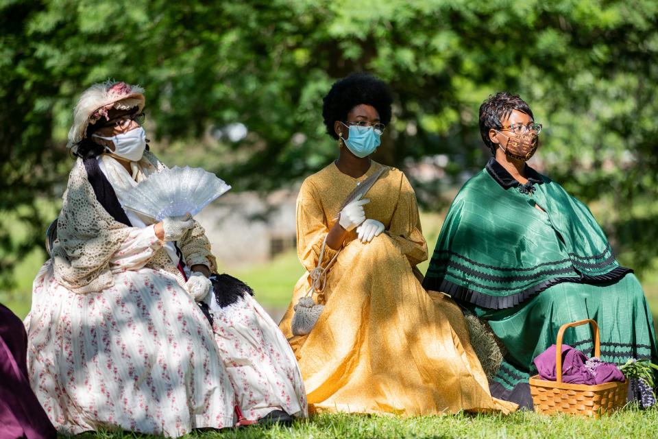 As part of Tallahassee's "Season of Emancipation," historical reenactors engaged in activities of the era that recall the reading of the Emancipation Proclamation on the steps of the Knott House in May of 1865. 