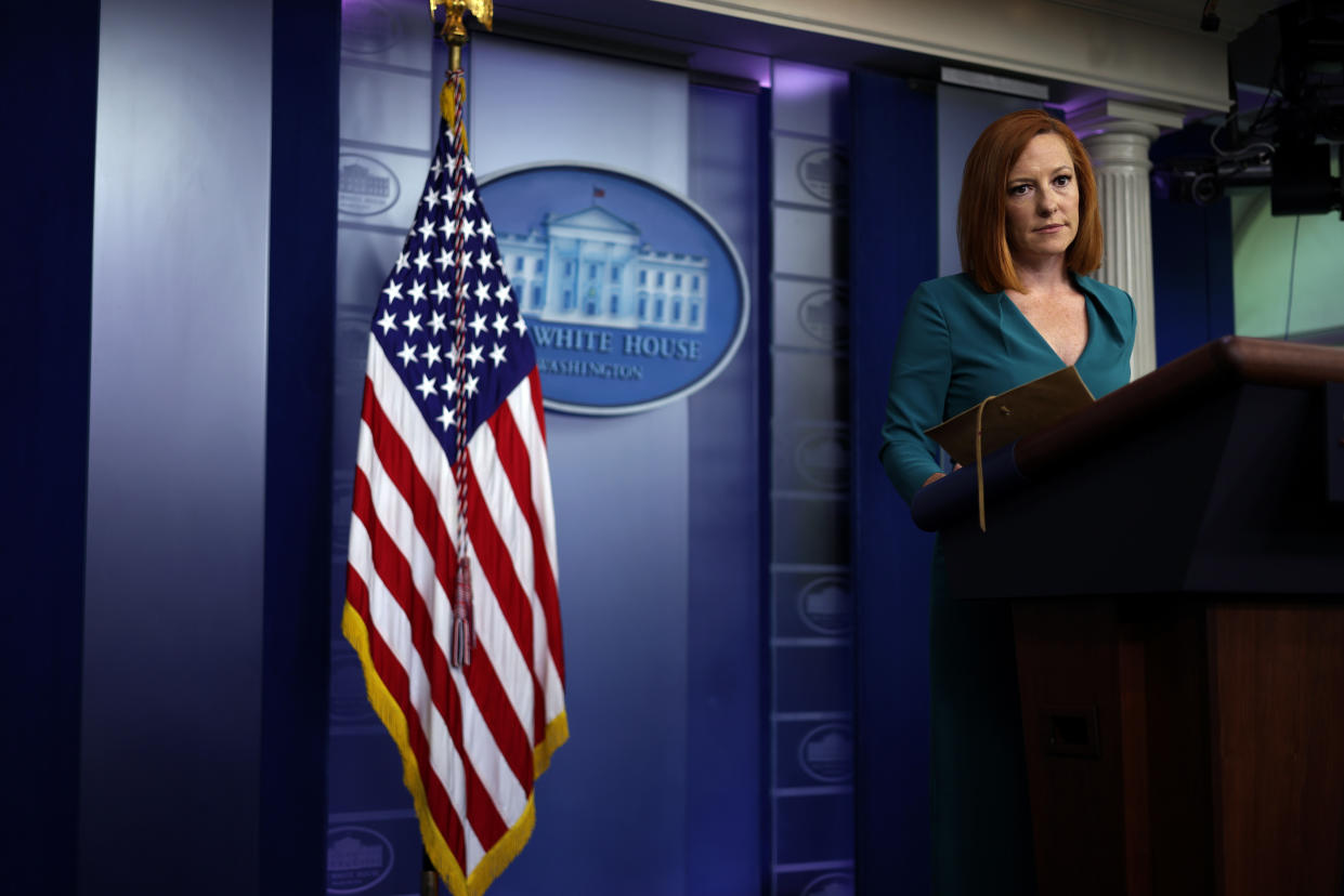 White House Press Secretary Jen Psaki listens during a daily briefing at the James Brady Press Briefing Room of the White House July 6, 2021 in Washington, DC. (Alex Wong/Getty Images)