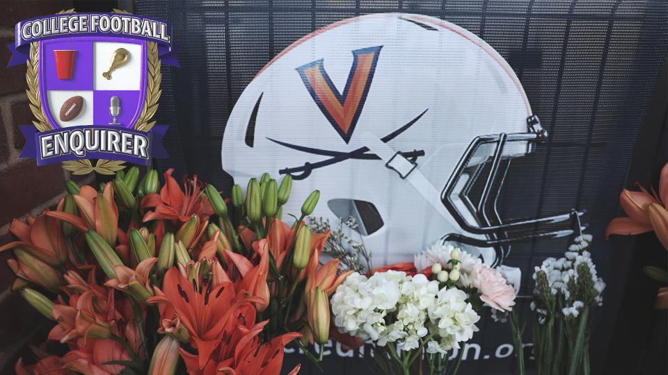 Flowers from the vigil at UVA
Photo by Win McNamee/Getty Images