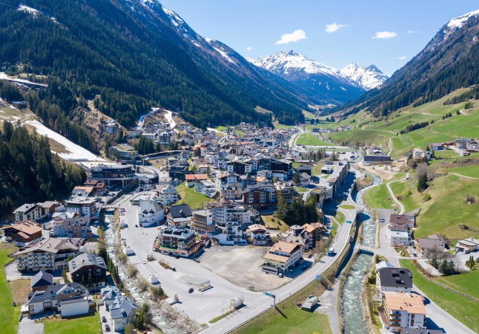 An aerial view of the village of Ischgl, a tourism hotspot, after a quarantine was ordered for western Tyrol, Austria's worst hit region by the new coronavirus pandemic, was lifted,   April 23, 2020. / Credit: JOHANN GRODER/EXPA/AFP/Getty