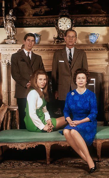 <p>Princess Anne poses at Sandringham House alongside her brother Charles and her mother and father.</p>