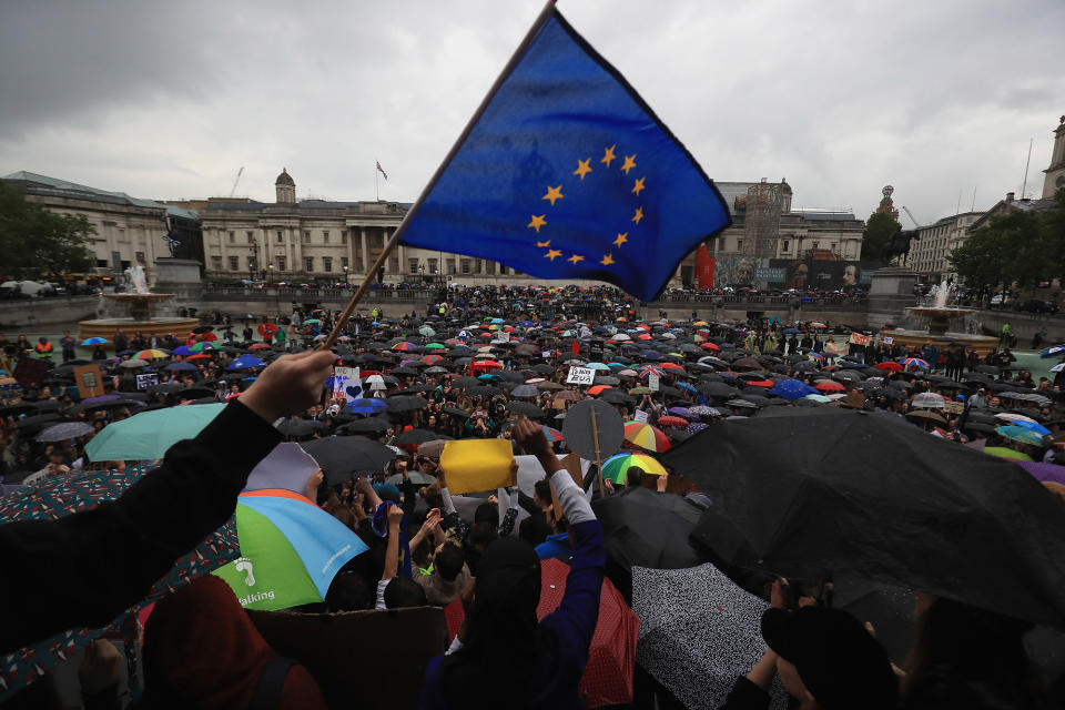 Anti-Brexit rally in the rain