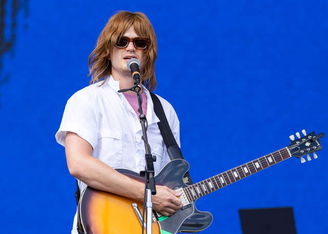 <p>Scott Legato/Getty</p> Joe Keery performing as Djo at Lollapalooza in Chicago in July 2022