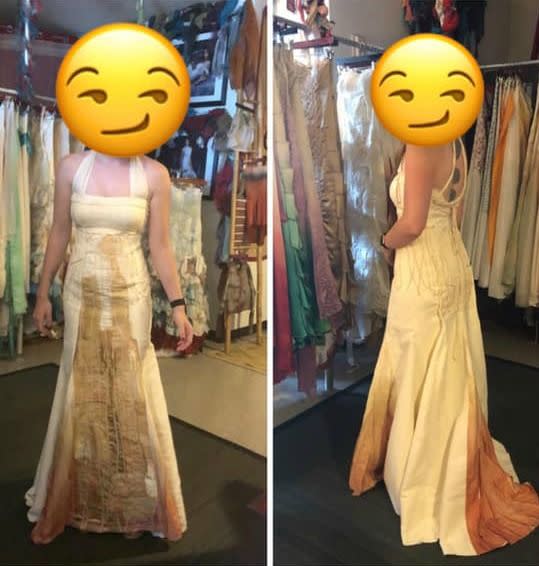 Traumkleid oder Alptraumkleid? (Bild: Facebook/that's it i'm wedding shaming)