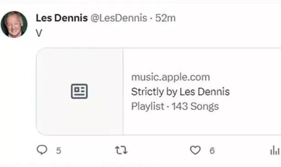A screenshot of Les Dennis’ tweet accidentally revealing he was doing Strictly (Twitter / Les Dennis)