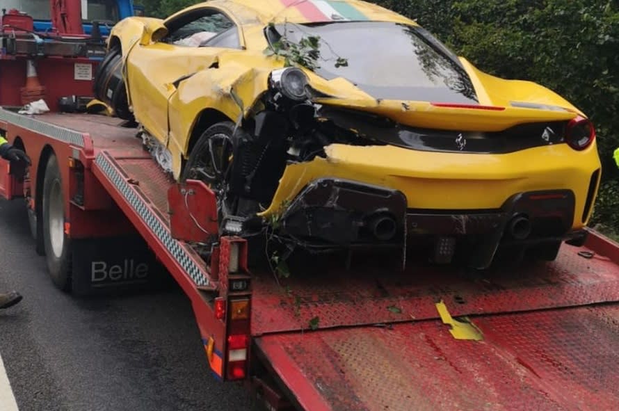 Overturned Ferrari in Peak District (swns)