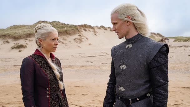 PHOTO: Emma D'Arcy as 'Princess Rhaenyra Targaryen' and Matt Smith as 'Prince Daemon Targaryen' star in HBO's 'House of the Dragon.' The ten-episode HBO Original drama debuts Aug. 21, 2022 on HBO and will be available to stream on HBO Max. (Ollie Upton/HBO)