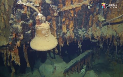 The Italian warship was found on the seabed off the volcanic island of Stromboli near Sicily - Credit: Marina Militare