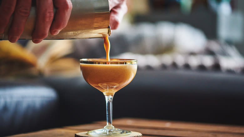 pouring espresso martini