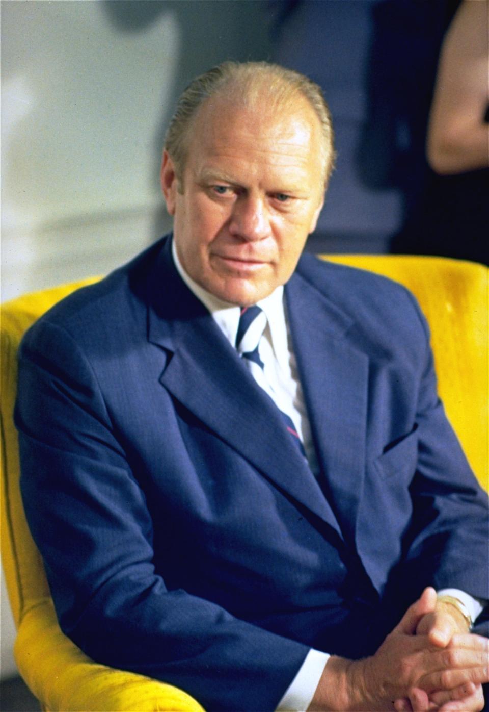 Seated photo of the president Gerald Ford taken August 10, 1974, one day after he was sworn in.