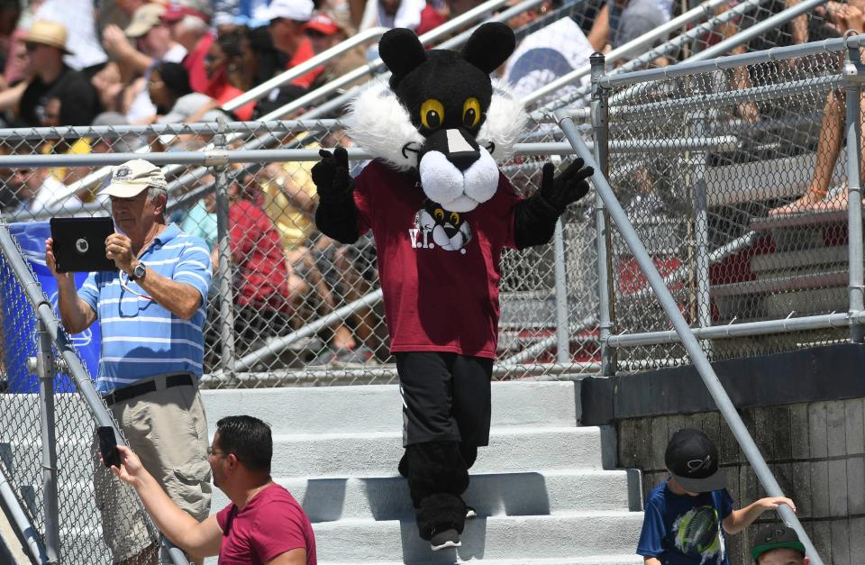Pete the Panther prowls the home stands during Florida Tech's 17-10 football win over Newberry in September 2018.
