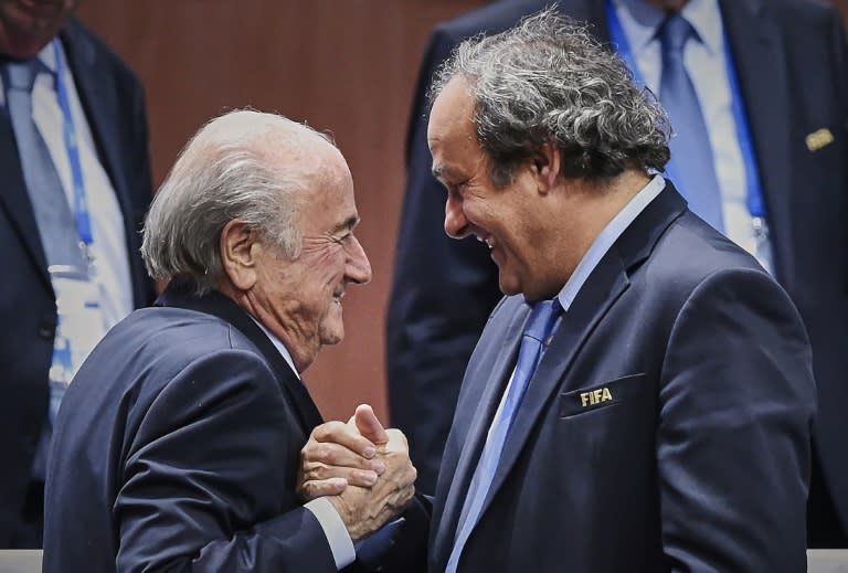 Sepp Blatter (left) and Michel Platini in Zurich on May 29, 2015