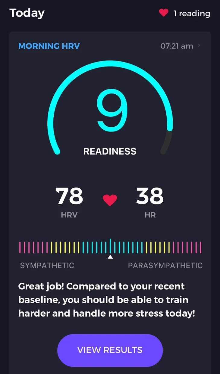 HRV App Example Elite Heart Rate App