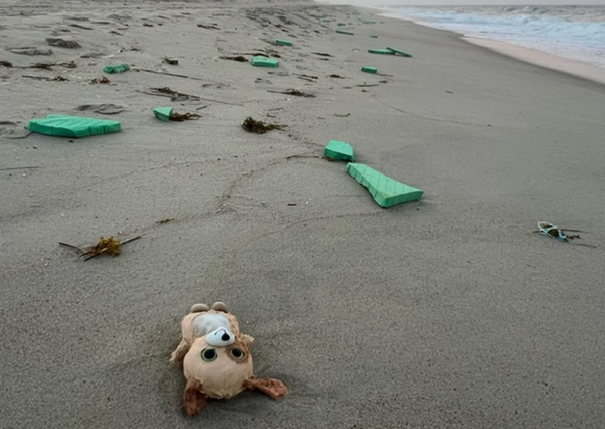 Fiberglass and foam debris from the Vineyard Wind offshore energy project washed up on the south shore on Nantucket last month.