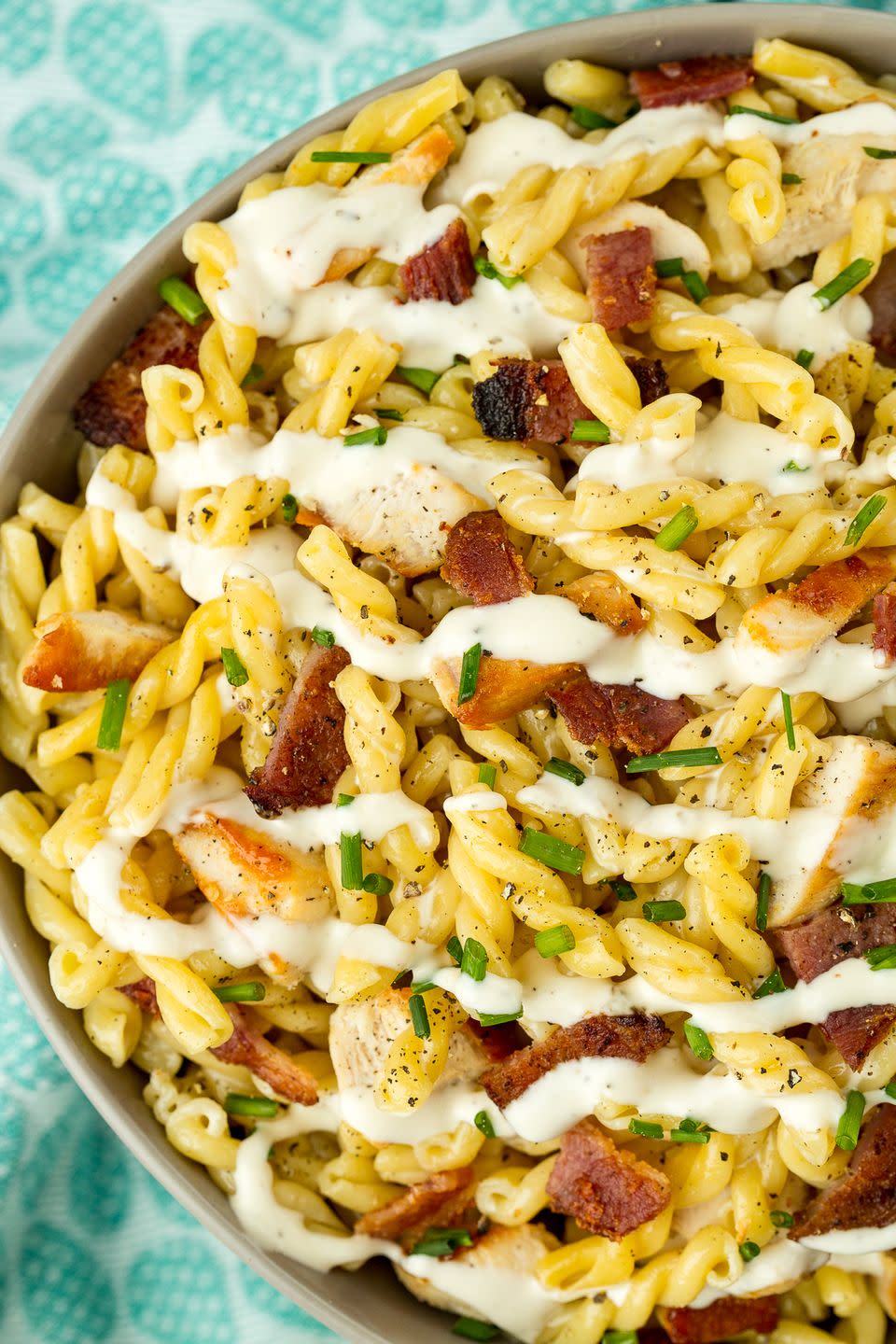 <p>What more could you ask for in a pasta salad?</p><p>Get the recipe from <a href="https://www.delish.com/cooking/recipe-ideas/recipes/a47095/chicken-bacon-ranch-pasta-salad-recipe/" rel="nofollow noopener" target="_blank" data-ylk="slk:Delish;elm:context_link;itc:0;sec:content-canvas" class="link ">Delish</a>.</p>