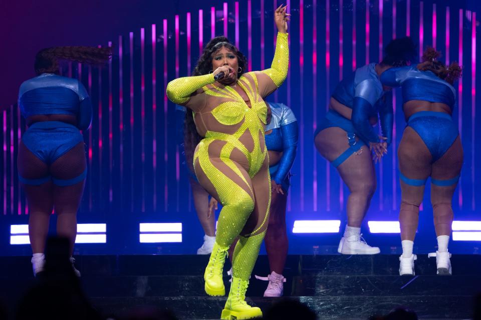 “It's hard to not be political. I want to endorse you, the people. I trust you to go out and make a change in the country," Lizzo told the crowd on Tuesday at the Moody Center.