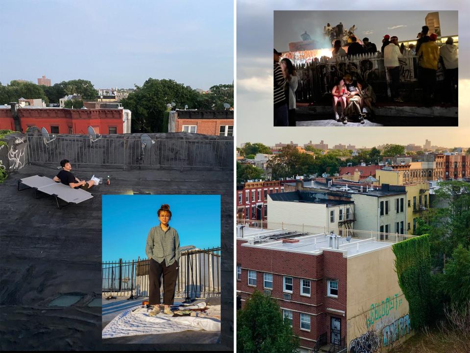 Four images the author took on Brooklyn rooftops.