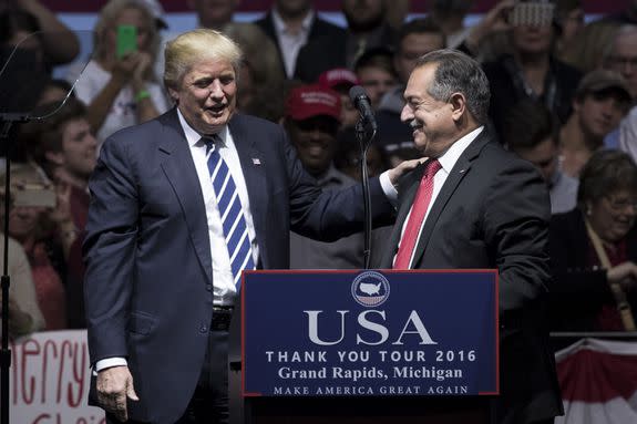 Donald Trump, then president-elect, introduces Dow CEO Andrew N. Liveris.