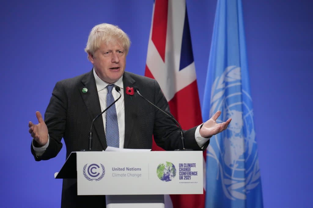 Boris Johnson speaking at the Cop26 climate summit last week  (Getty)
