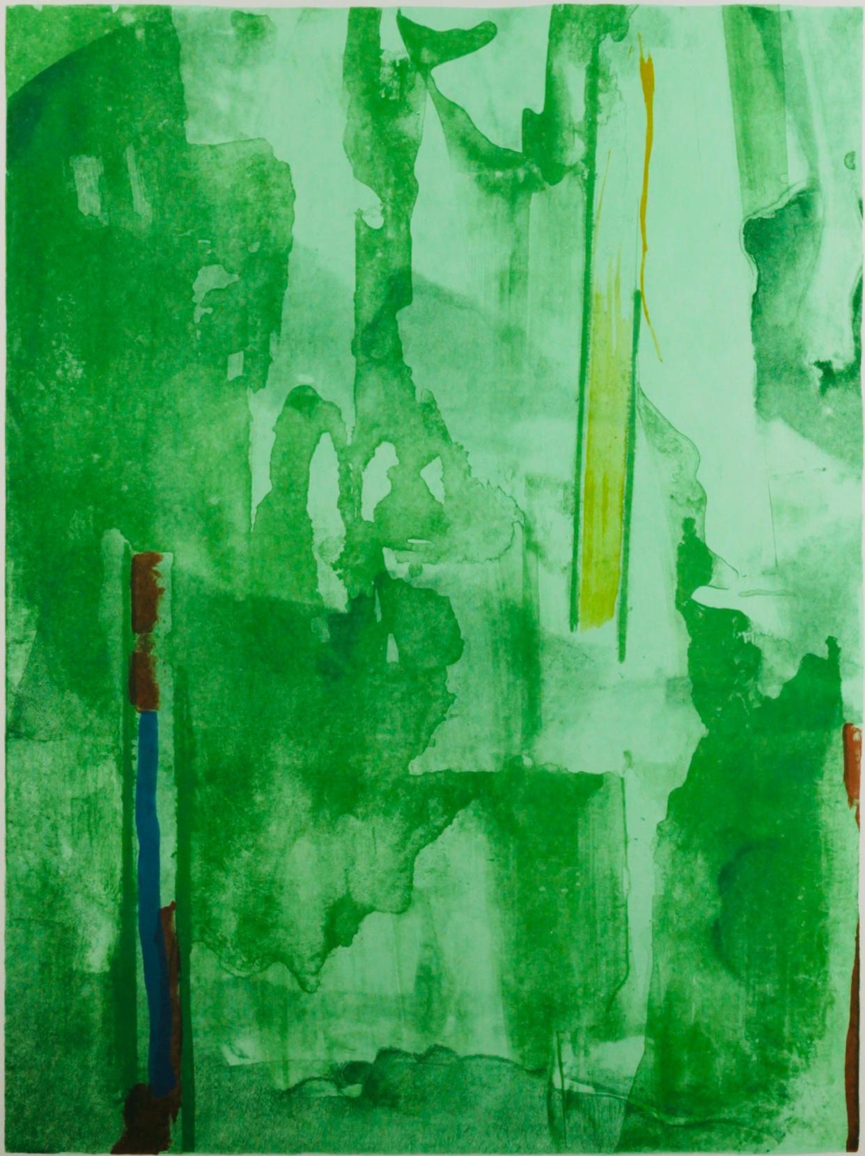 Barcelona, a lithograph on handmade paper, is the work of artist Helen Frankenthaler and is currently on display at the Washington County Museum of Fine Arts.